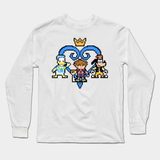Kingdom Hearts Sora, Donald Duck & Goofy 8-Bit Pixel Art Long Sleeve T-Shirt